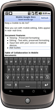 Google Docs editing on Android