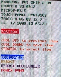 fastboot bootloader selected