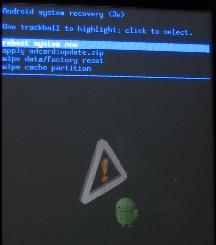 android system recovery screen